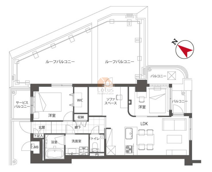 エクセル原宿グレイスコート904の間取（2LDK）