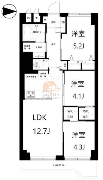 ヴェラハイツ第２亀戸802の間取（3LDK）