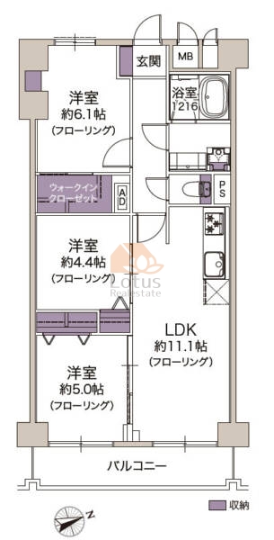 ニューパークハイツ608の間取（3LDK）