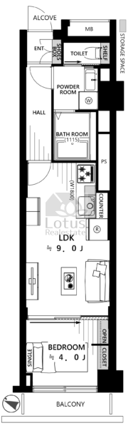 シティ音羽308の間取（1LDK）