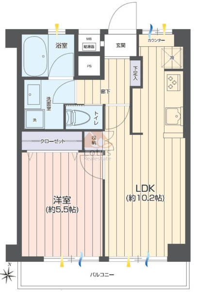 マンション大塚302の間取（1LDK）