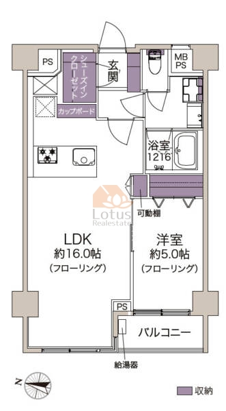 東急ドエルアルス音羽707の間取（1LDK）