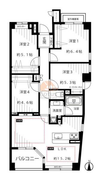 白鷺パークハウス206間取図