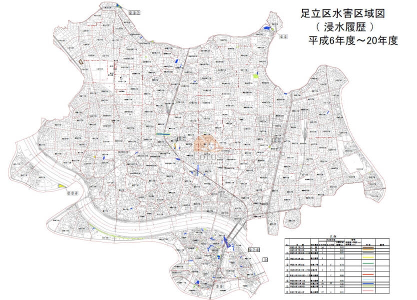 足立区浸水履歴Ｈ６～２０