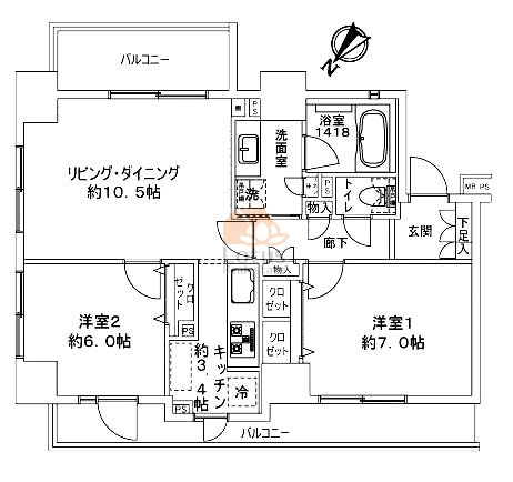 ライオンズステージ東向島401の間取（2LDK）