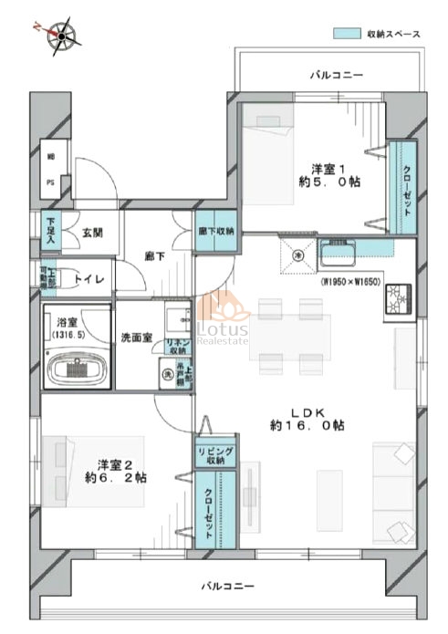 ライオンズマンション六義園４F間取図