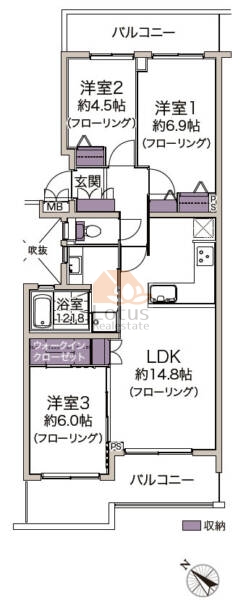 ヴィルヌーブ鷺宮213間取図