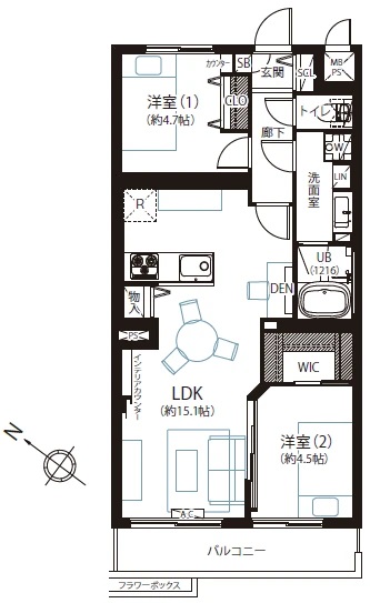 駒沢センターハイツ203間取図