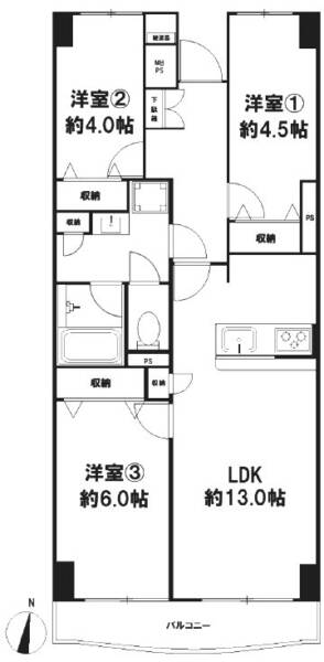グリーンコーポ千寿412間取図