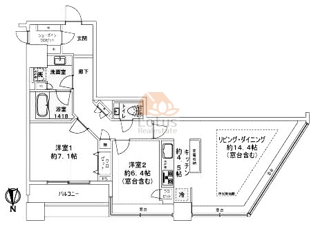 ブリリアタワー東京1801間取図