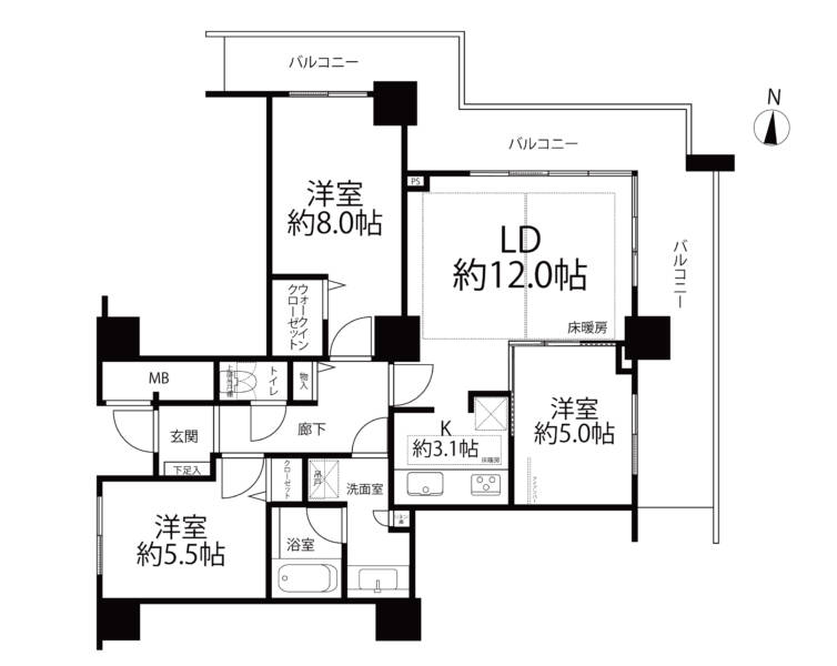 イーストコモンズ清澄白河フロントタワー1609間取図