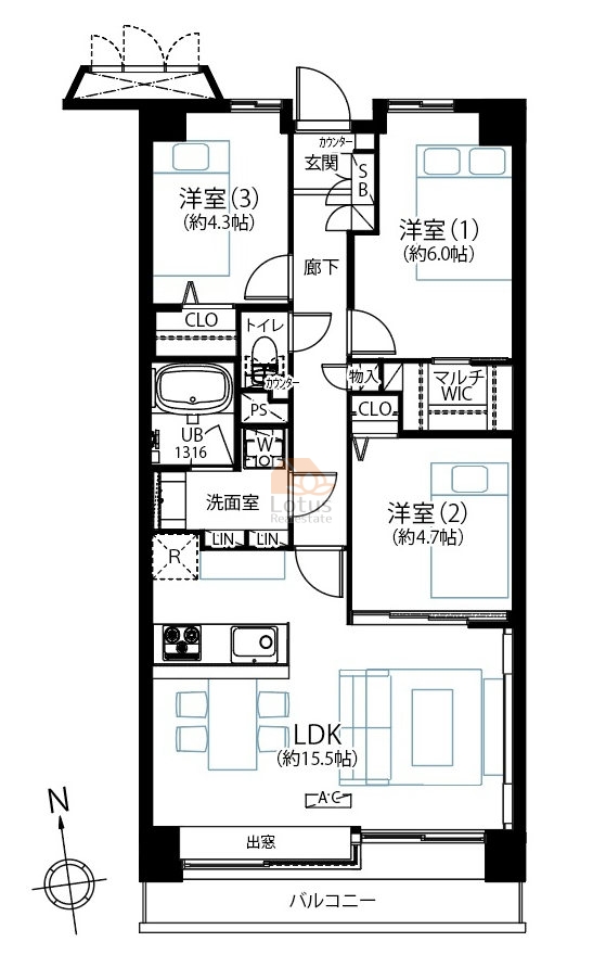 ツインシティ壱番館エトランズ東砂906間取図