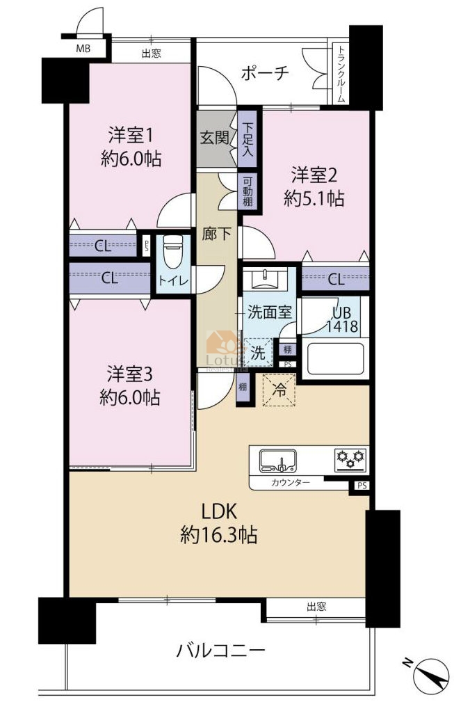 カインドステージ竹ノ塚1105間取図