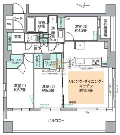 両国石原パークホームズ306間取図