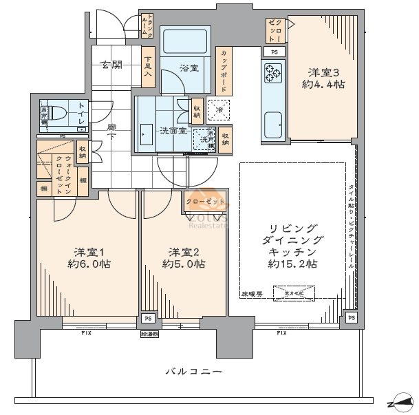 パークシティ中央湊ザタワー3104間取図