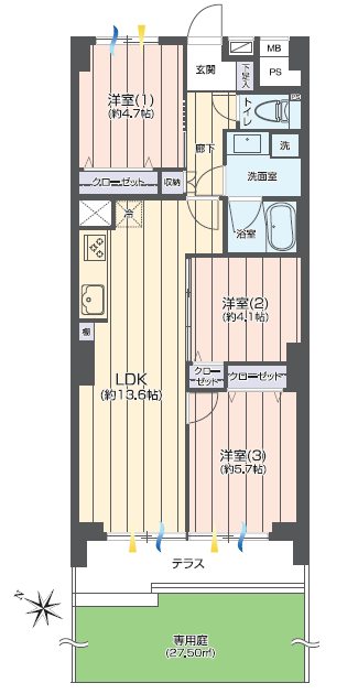日商岩井宇喜田町マンション111間取図