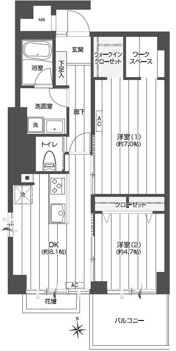 高輪中台マンション205間取図