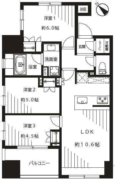 プレジール入谷701間取図
