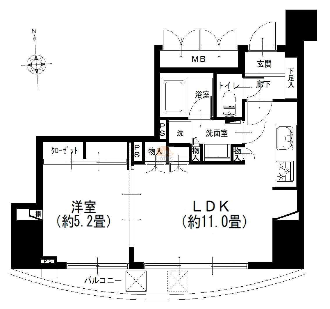 グランティアラ新御徒町アジールコート802間取図