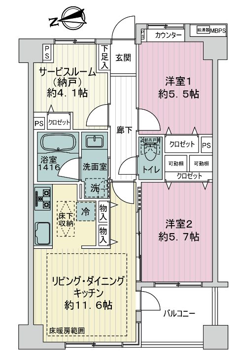 ライオンズシティ浅草2F間取図